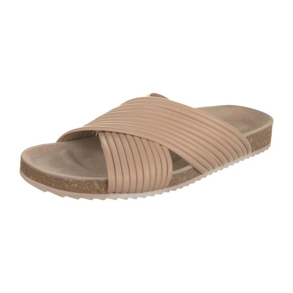 Loeffler Randall Petra Piped Leather Sport Slide Sandal Neutral Beige Sz 6 - Picture 1 of 5